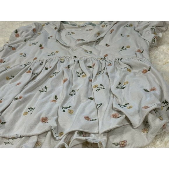 Coco Jaimeson White Embroidered Flowers Floral Short Sleeve Ruffle Top Blouse XL - Picture 10 of 11